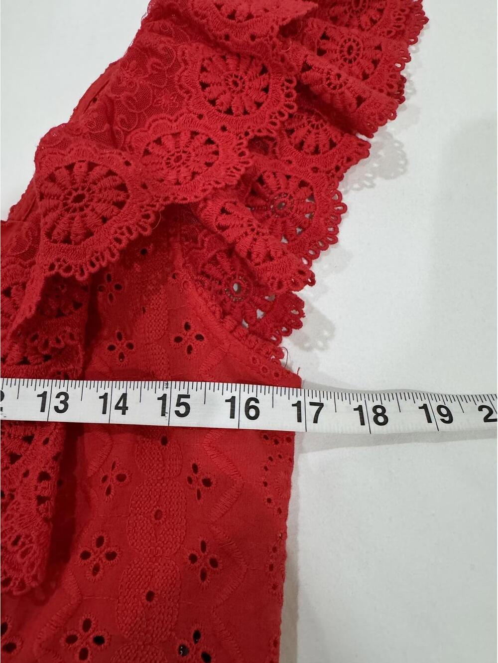 Altar'd State Red Eyelet Embroidered Coquette Cottagecore Ruffle Crop Top Medium - Picture 5 of 7